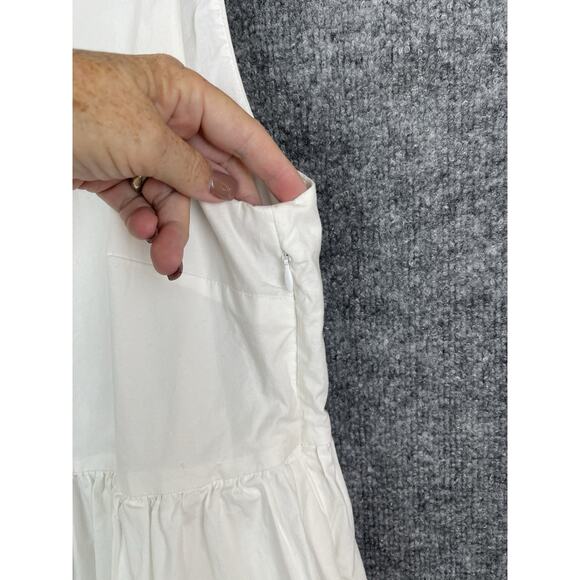 J. Crew Factory White Sun Dress Women's Size 4 Sleeveless Ruffle Colar Cotton - Picture 5 of 14